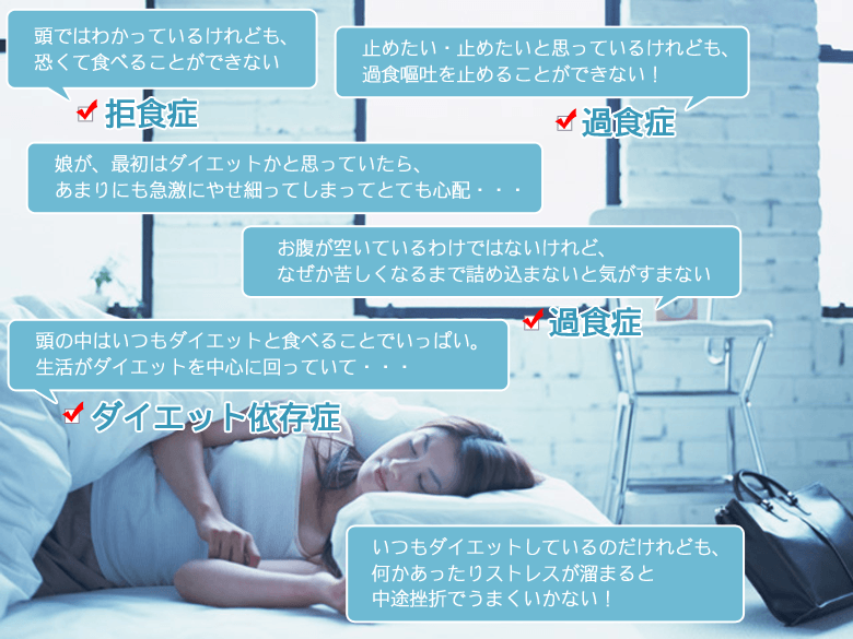 拒食症、過食症、ダイエット依存・・・